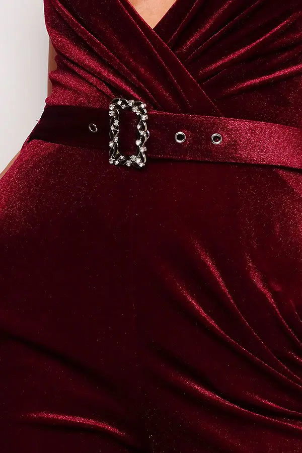 Samba Rhinestone Belt Velvet Jumpsuit - Image #11