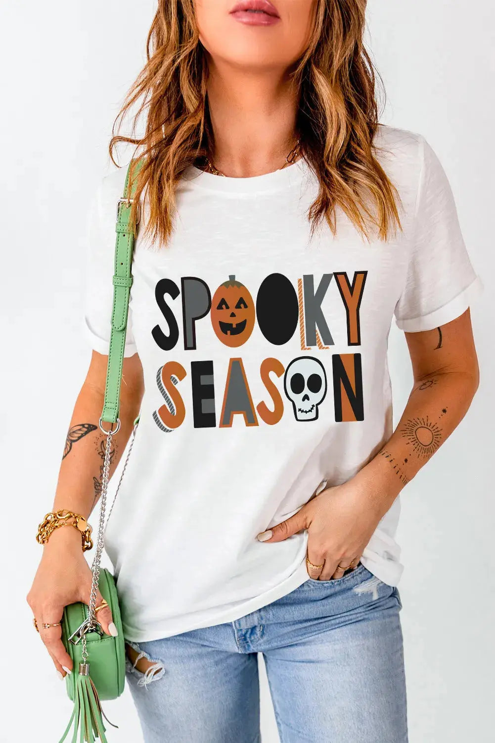 Letter Graphic Round Neck Short Sleeve T-Shirt - Image #1