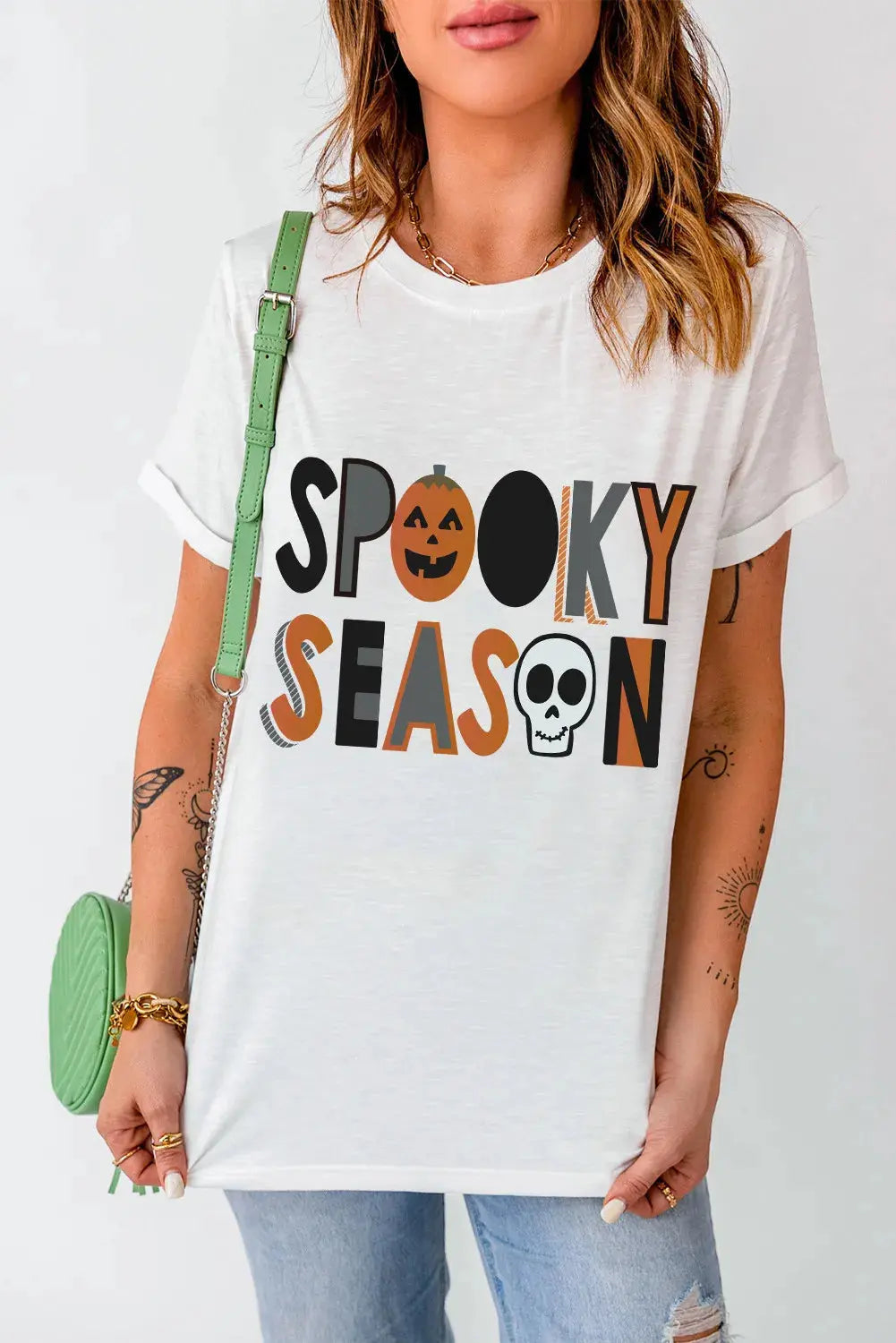 Letter Graphic Round Neck Short Sleeve T-Shirt - Image #2