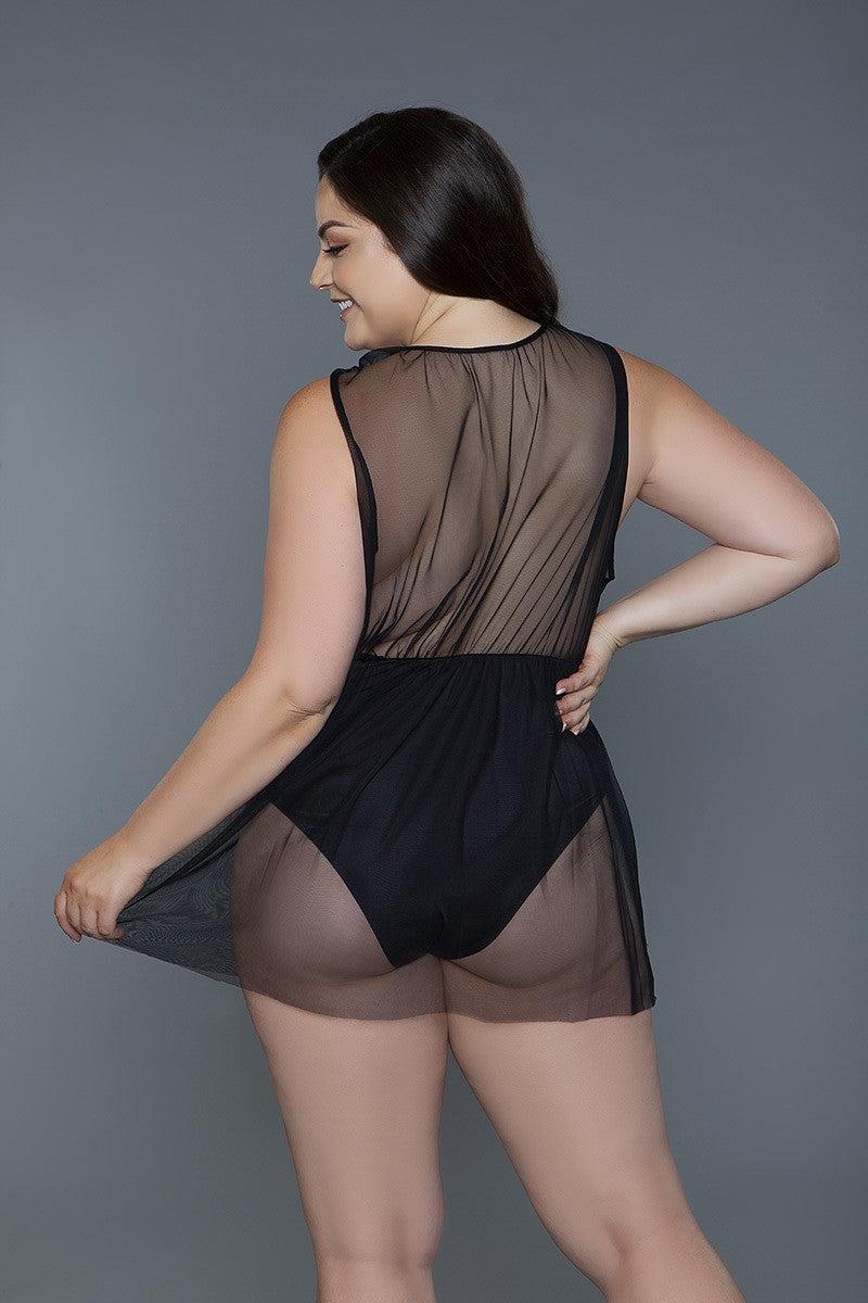 1 Pc Deep V-neck Mesh Babydoll - Image #3