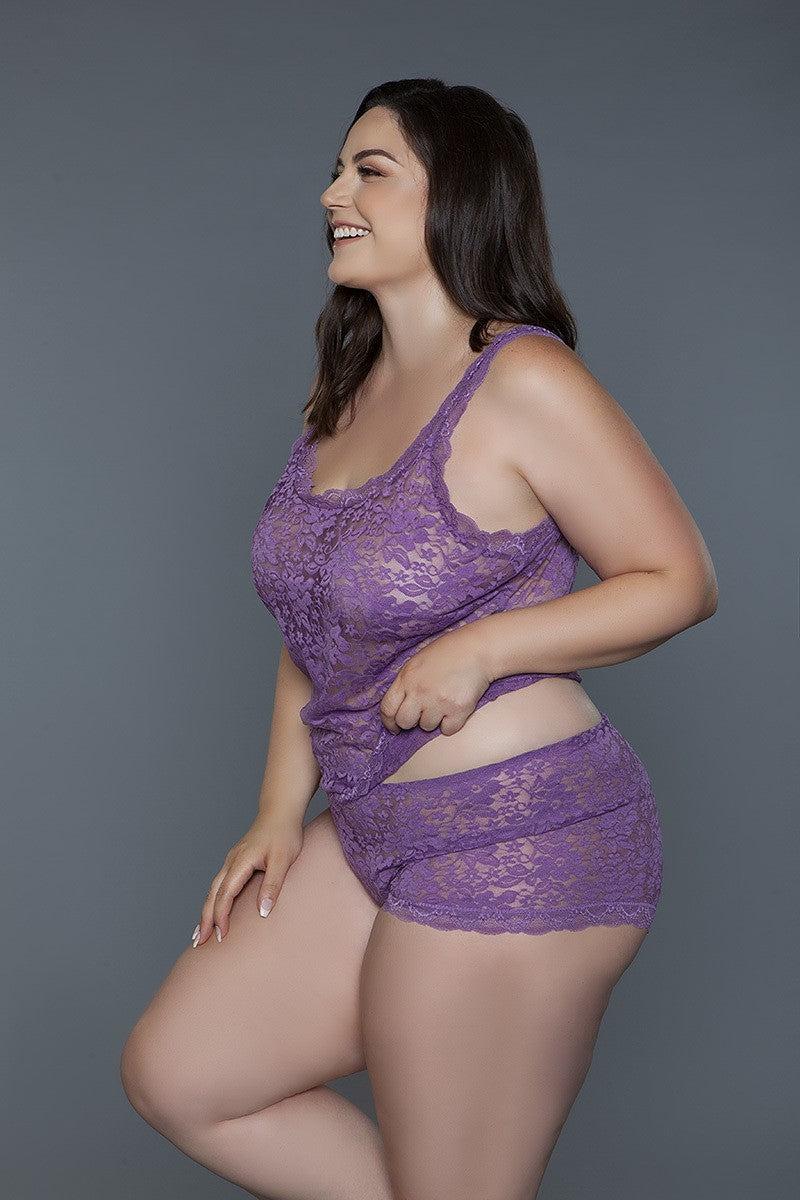 2 Pc Tank Set With All Body Floral Lace Design - Image #2