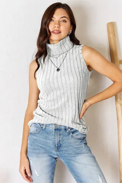 Basic Bae Full Size Ribbed Turtleneck Tank - Image #4