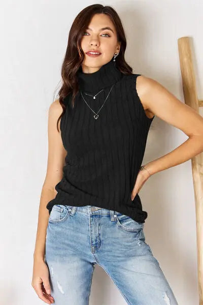Basic Bae Full Size Ribbed Turtleneck Tank - Image #1