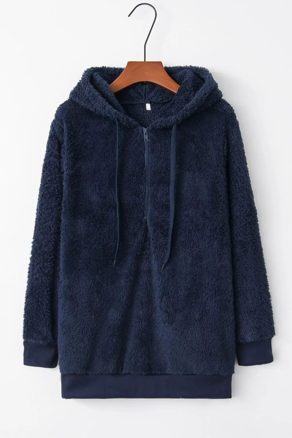 Full Size Quarter-Zip Drawstring Teddy Hoodie - Image #11