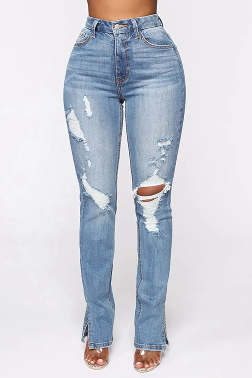 Distressed Slit Jeans - Image #1