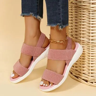 Rubber Open Toe Low Heel Sandals - Image #10