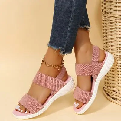 Rubber Open Toe Low Heel Sandals - Image #9