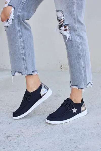 Forever Link Star Lace-Up Flat Sneakers - Image #3