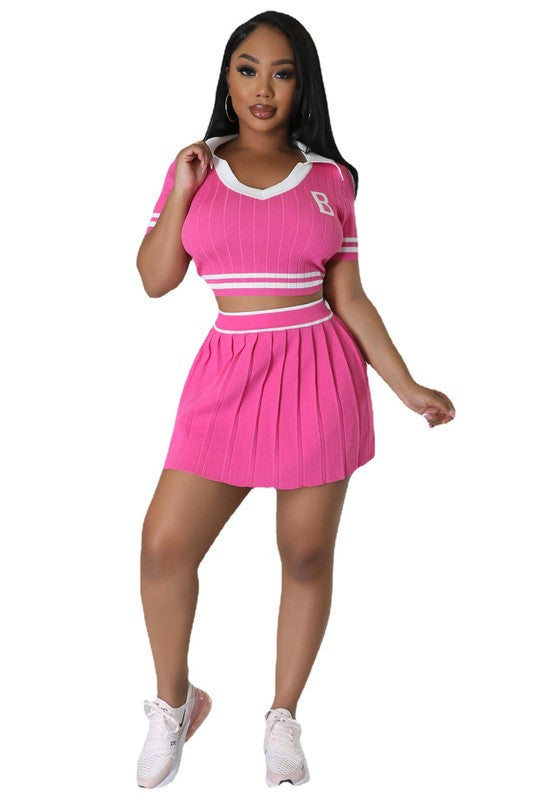 WOMEN FASHION SPORT TENNIS SKIRT SET