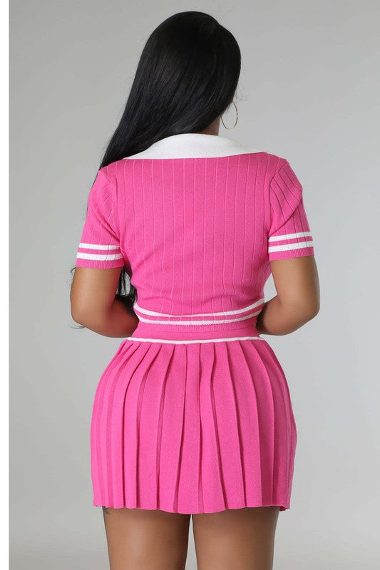 WOMEN FASHION SPORT TENNIS SKIRT SET