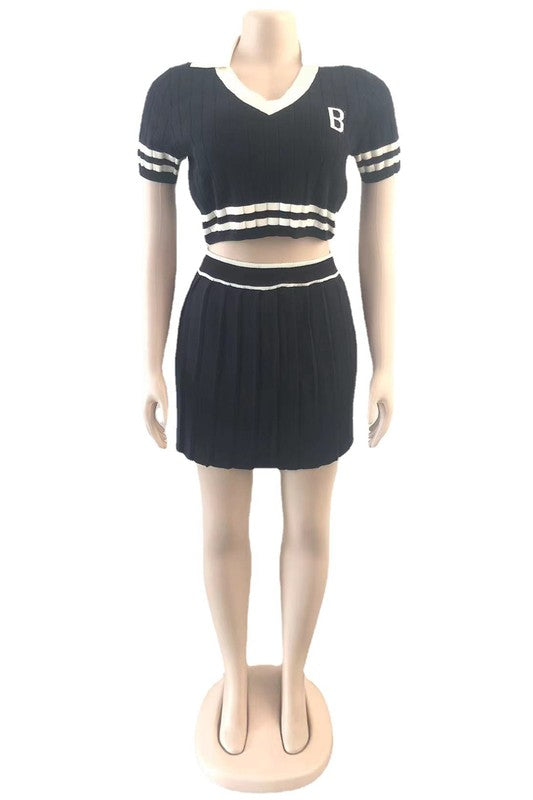 WOMEN FASHION SPORT TENNIS SKIRT SET