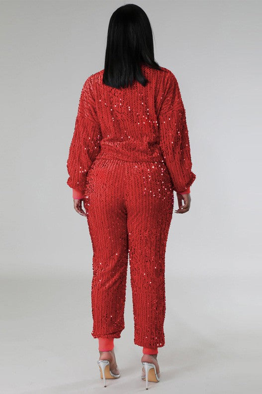 SEQUIN TWO PIECE PANT SET