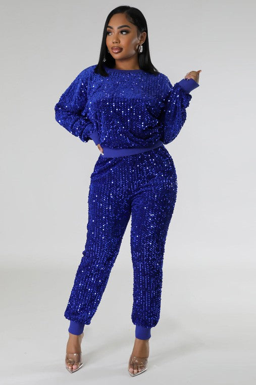 SEQUIN TWO PIECE PANT SET