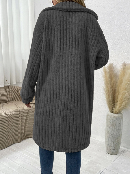 Drop Shoulder Stripped Long Sleeve Coat