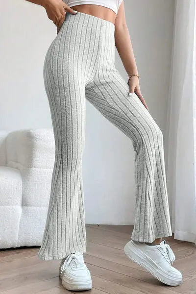 Basic Bae Full Size Ribbed High Waist Flare Pants - Image #25