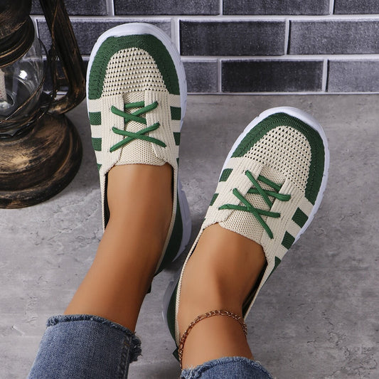 Mesh Contrast Flat Slip-Ons