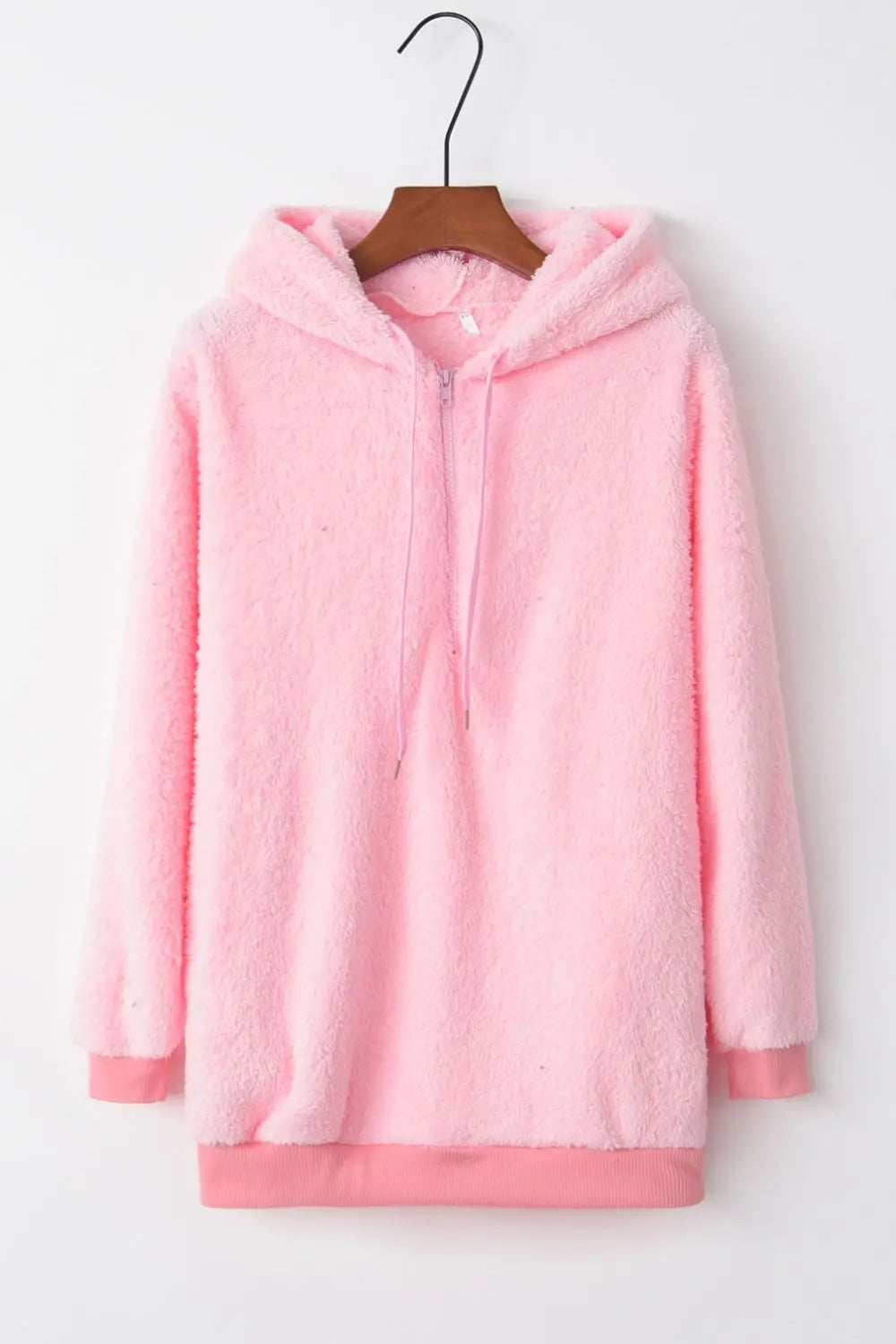 Full Size Quarter-Zip Drawstring Teddy Hoodie - Image #23