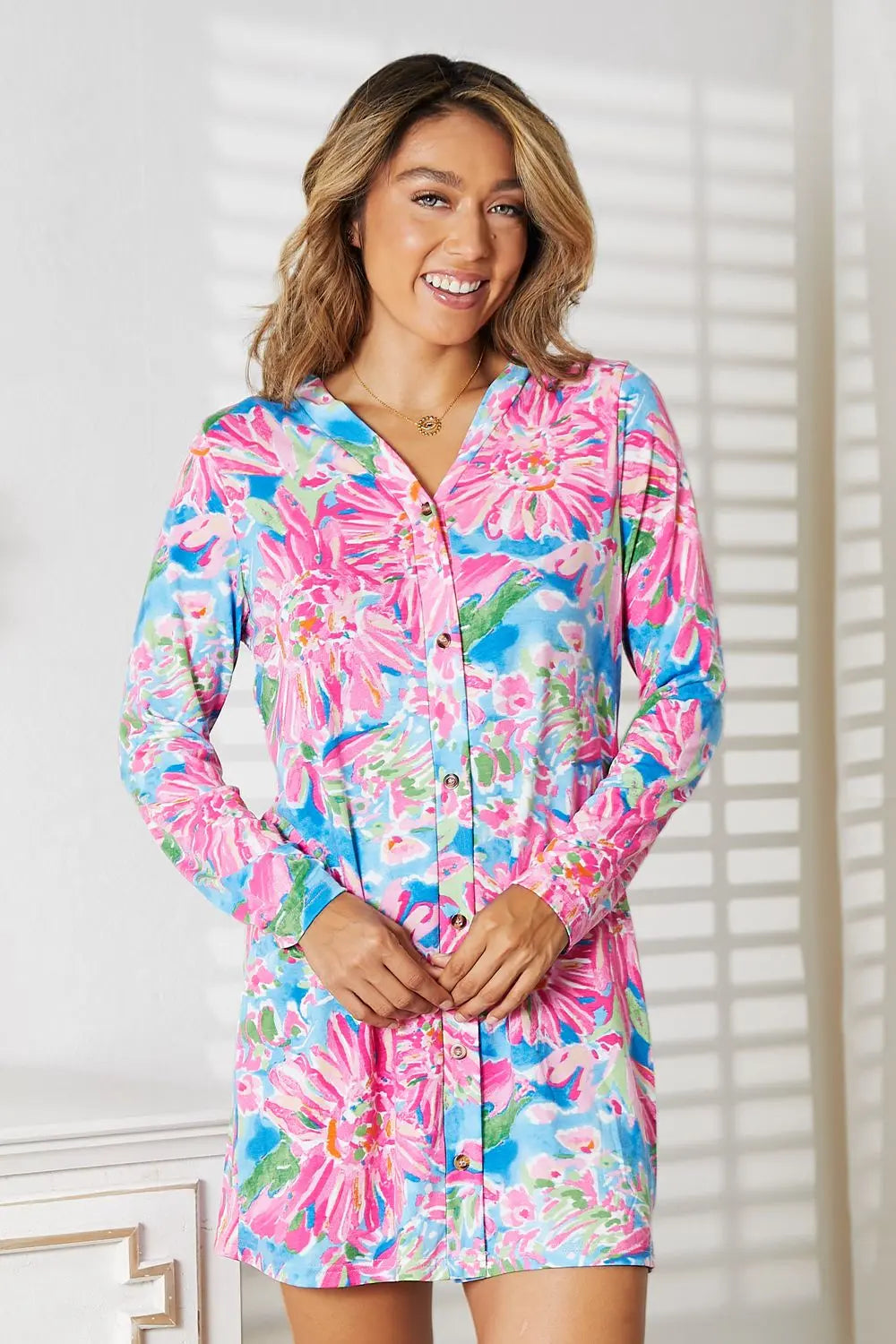 Double Take Floral Open Front Long Sleeve Cardigan - Image #14