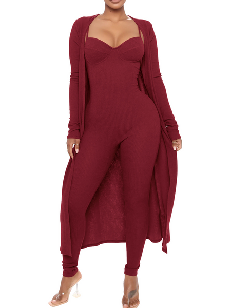 Jumpsuit Set with Loose Long-Sleeved Jacket