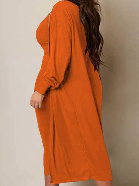 Women's V-neck Long sleeved Solid Color Casual Set