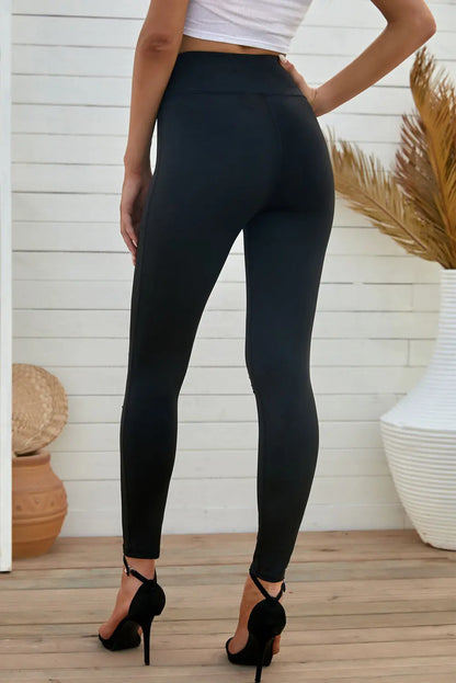 Wide Waistband Distressed Slim Fit Leggings - Image #2