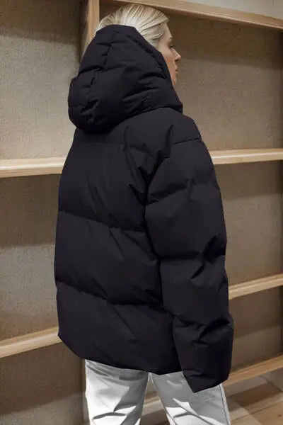 Pocketed Zip Up Hooded Puffer Jacket - Image #9