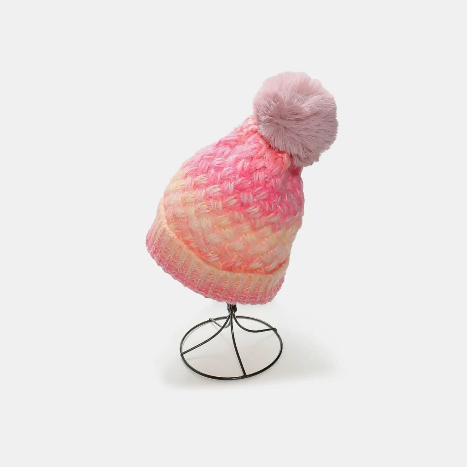 Gradient Knit Hat with Pompom - Image #7