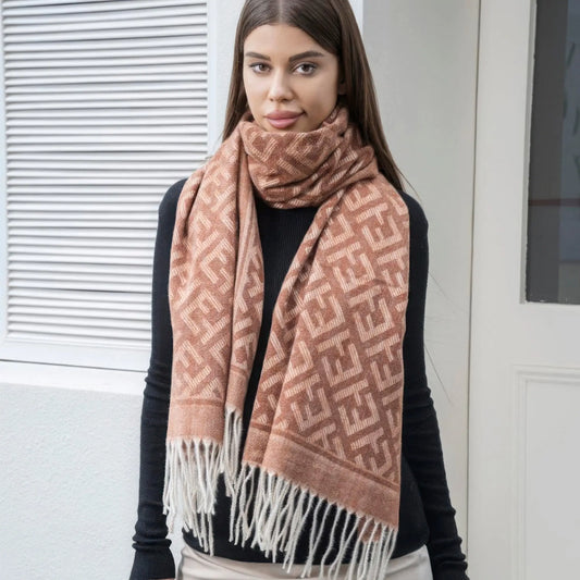 Maze pattern blanket scarf with tassel - Image #1