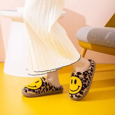 Melody Smiley Face Leopard Slippers - Image #2