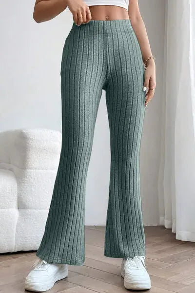 Basic Bae Full Size Ribbed High Waist Flare Pants - Image #18