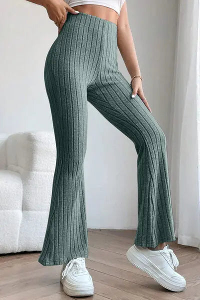 Basic Bae Full Size Ribbed High Waist Flare Pants - Image #19