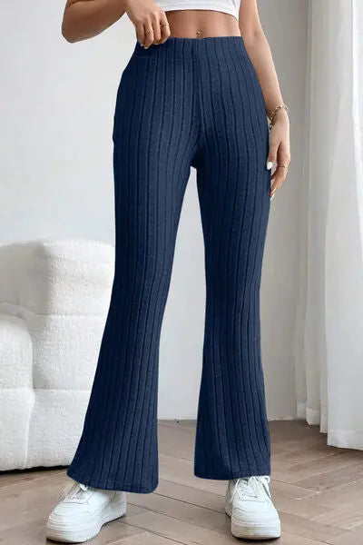 Basic Bae Full Size Ribbed High Waist Flare Pants - Image #12