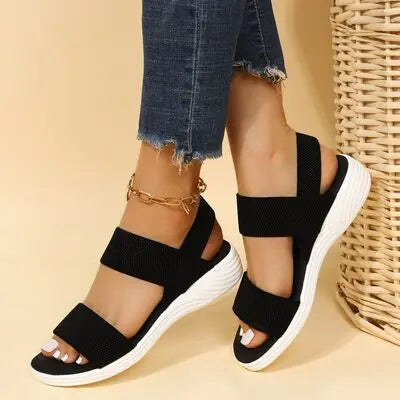 Rubber Open Toe Low Heel Sandals - Image #2