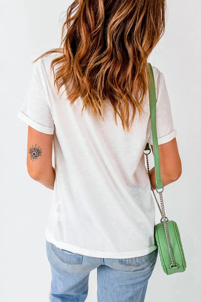Letter Graphic Round Neck Short Sleeve T-Shirt - Image #4