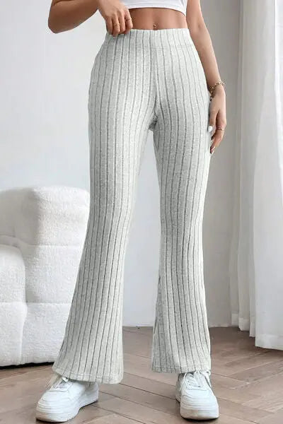 Basic Bae Full Size Ribbed High Waist Flare Pants - Image #24