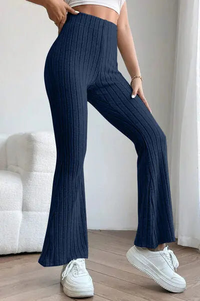 Basic Bae Full Size Ribbed High Waist Flare Pants - Image #13