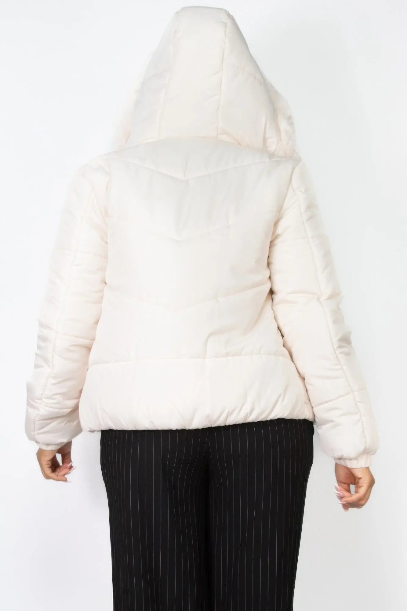 Insulated Zip-up Faux Fur Hooded Jacket - Image #10