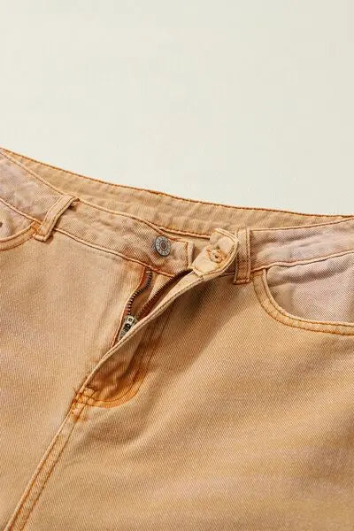 Distressed Raw Hem Jeans with Pockets - Image #7