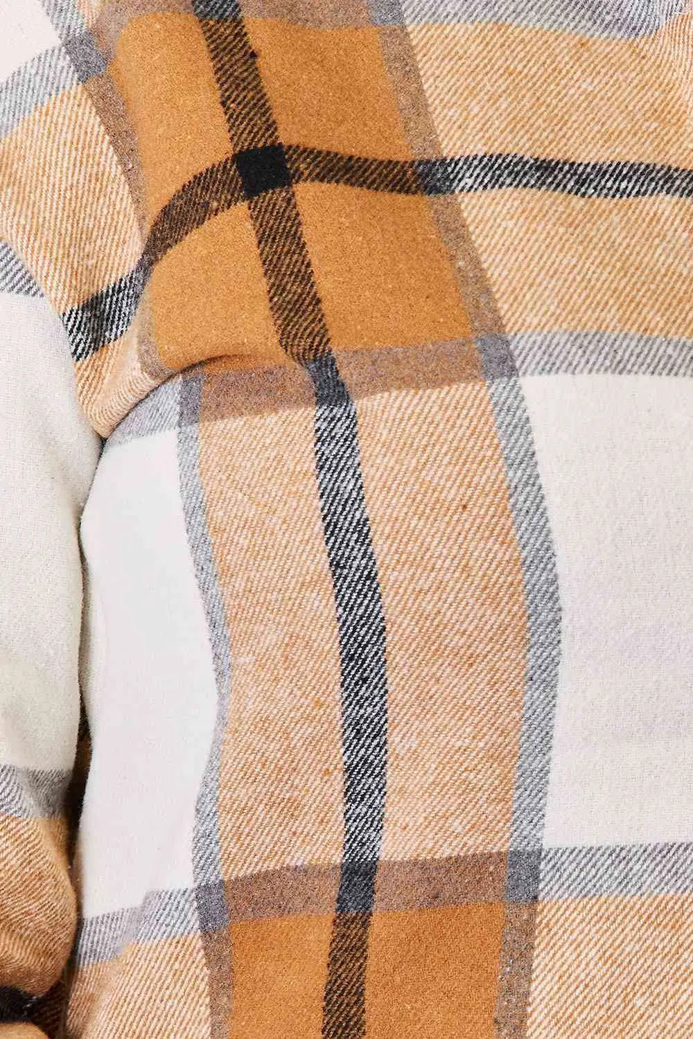 Double Take Plaid Print Dropped Shoulder Shirt - Image #5