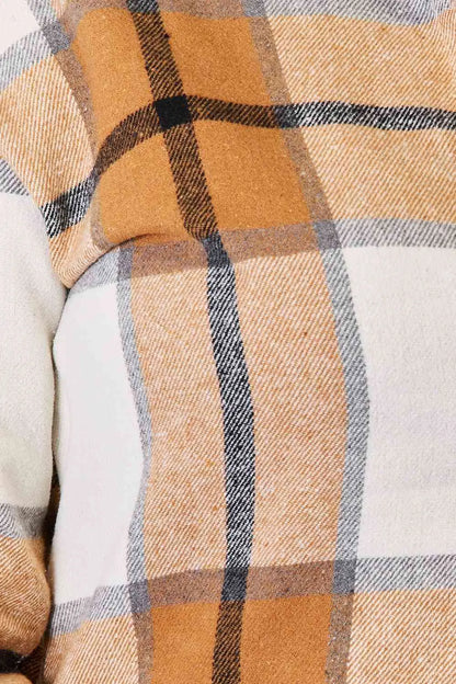 Double Take Plaid Print Dropped Shoulder Shirt - Image #5