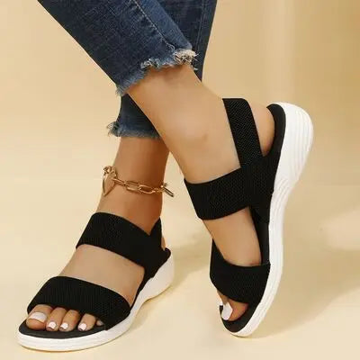Rubber Open Toe Low Heel Sandals - Image #4