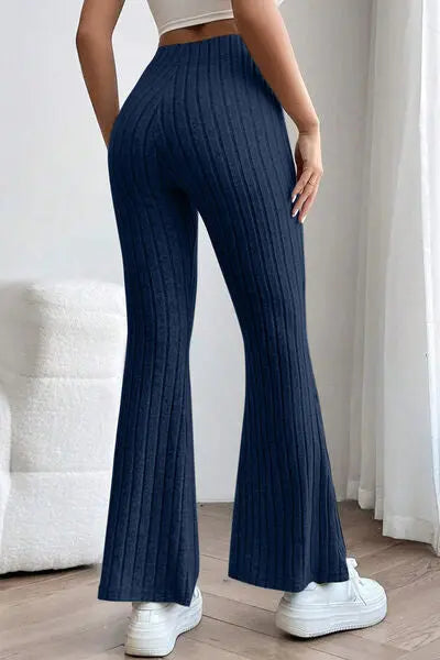 Basic Bae Full Size Ribbed High Waist Flare Pants - Image #14