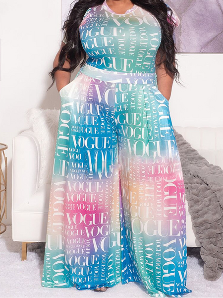 Summer bright color vogue Printed Two-Piece Set