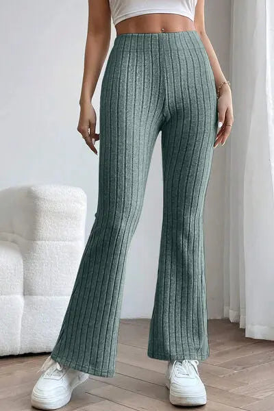 Basic Bae Full Size Ribbed High Waist Flare Pants - Image #17