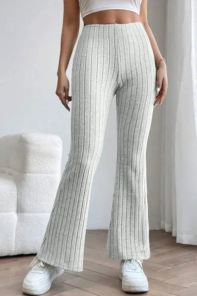 Basic Bae Full Size Ribbed High Waist Flare Pants - Image #23