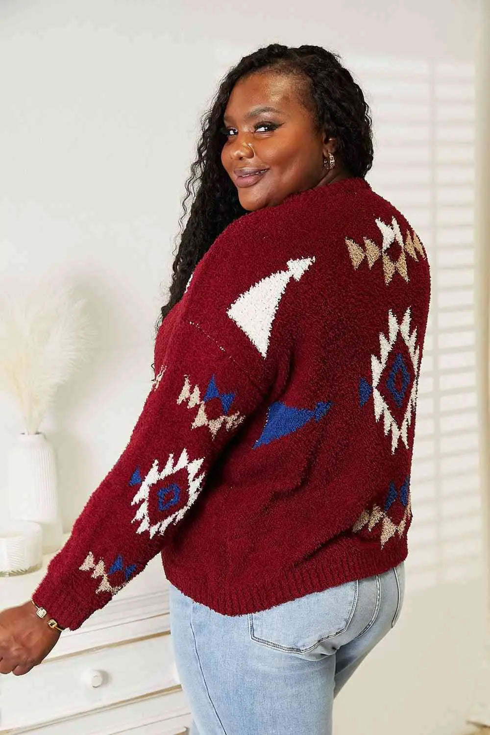 HEYSON Full Size Aztec Soft Fuzzy Sweater - Image #3