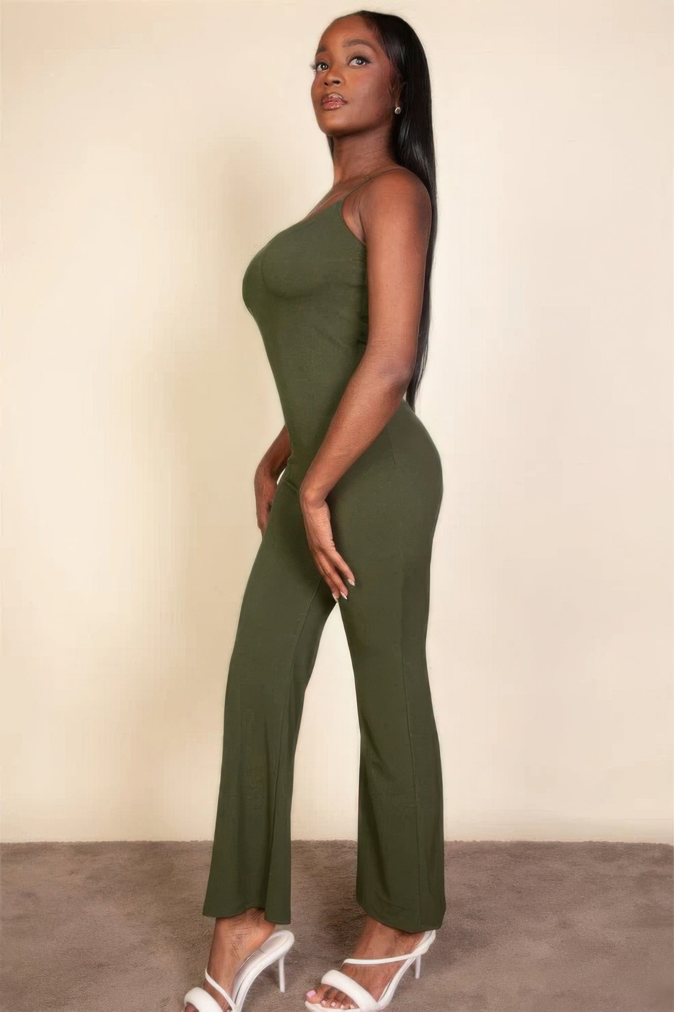 Ribbed sleeveless wide leg jumpsuit