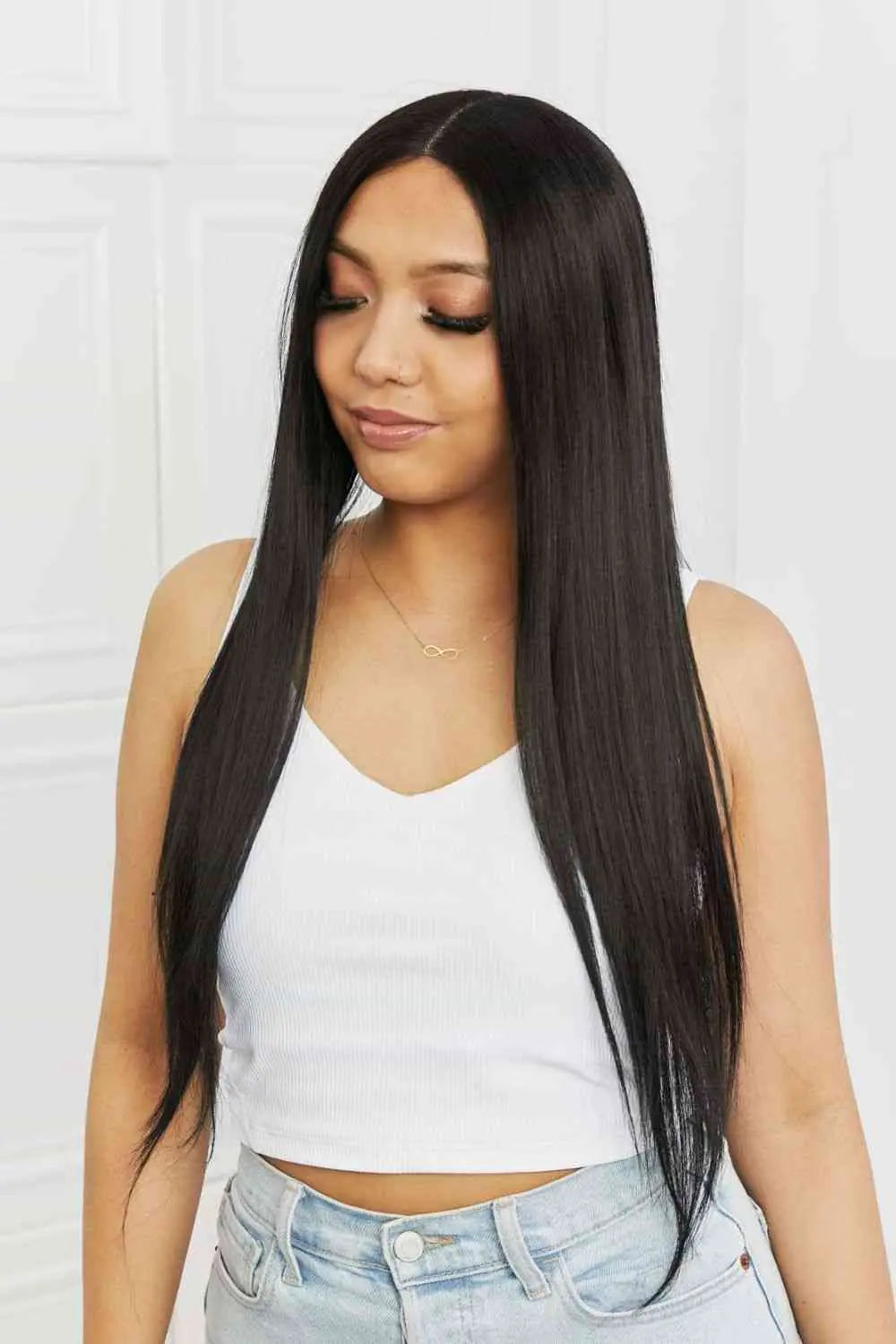 13x2" Long Lace Front Straight Synthetic Wigs 26" Long 150% Density - Image #4