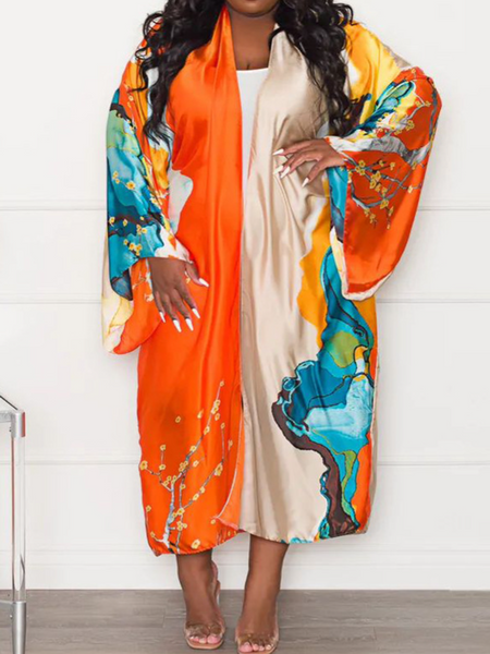 Printed Shawl Coat(Belt not included)