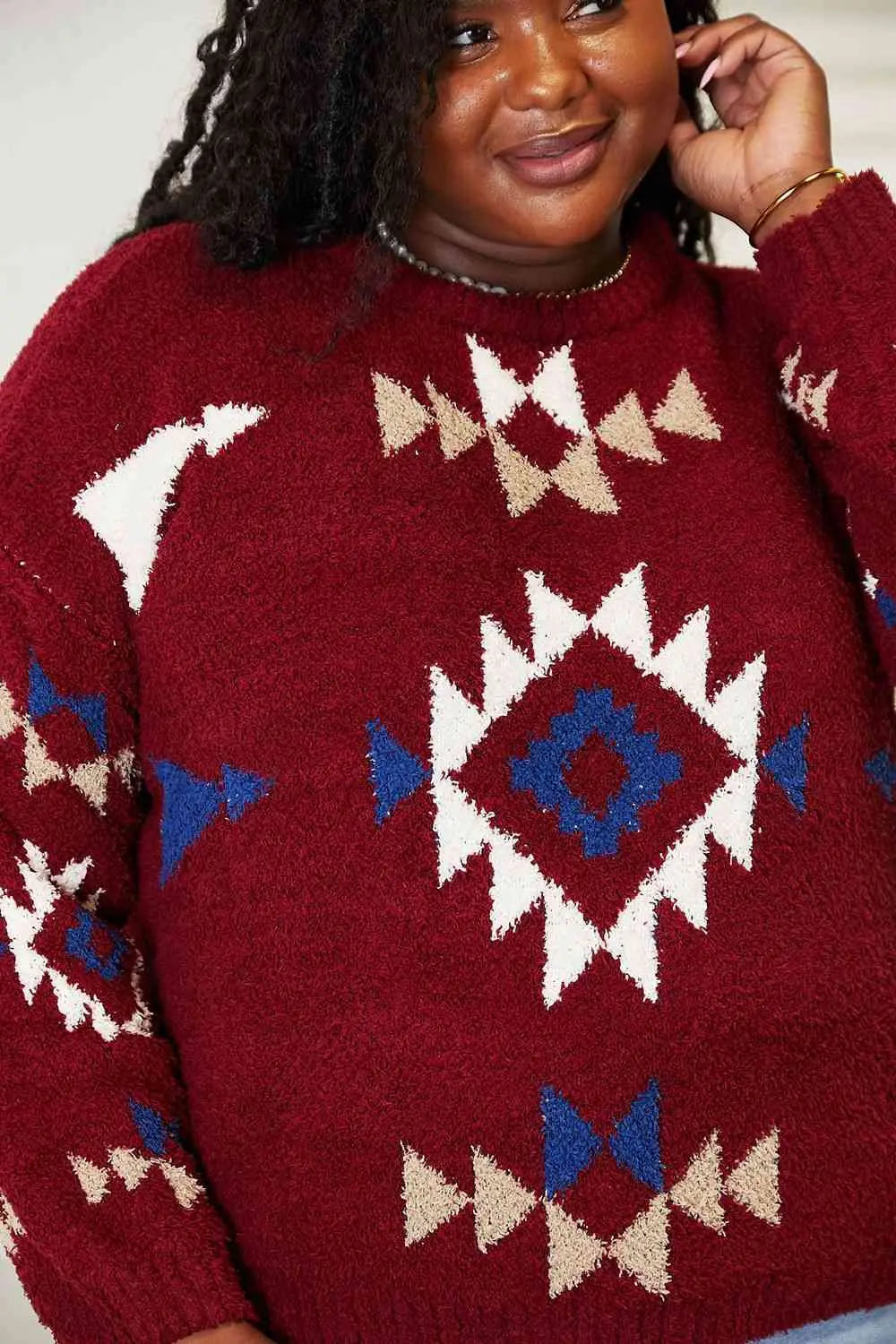 HEYSON Full Size Aztec Soft Fuzzy Sweater - Image #4